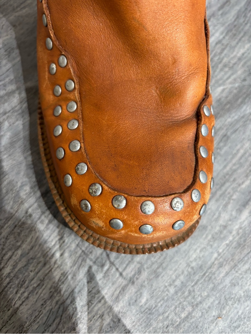 Harley Davidson Vintage Studded Leather Boots Tan Brown 8.5 Y2K Biker 84228 - Picture 7 of 10